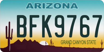 AZ license plate BFK9767