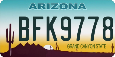 AZ license plate BFK9778