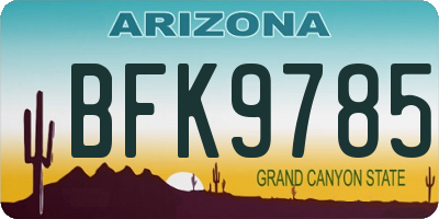 AZ license plate BFK9785