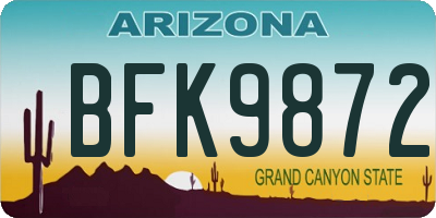 AZ license plate BFK9872