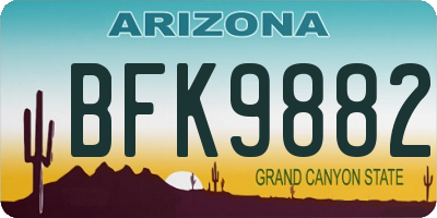AZ license plate BFK9882