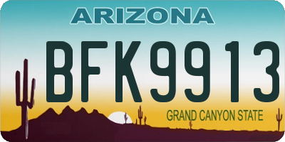 AZ license plate BFK9913