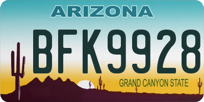 AZ license plate BFK9928