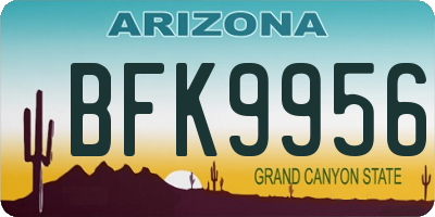 AZ license plate BFK9956