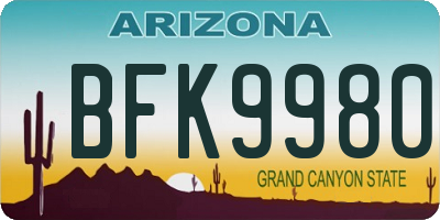 AZ license plate BFK9980