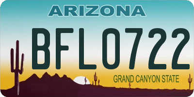 AZ license plate BFL0722