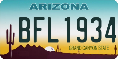 AZ license plate BFL1934