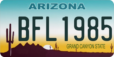 AZ license plate BFL1985