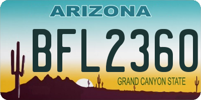 AZ license plate BFL2360
