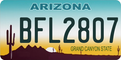 AZ license plate BFL2807