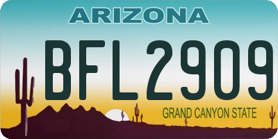 AZ license plate BFL2909