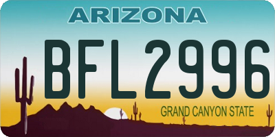 AZ license plate BFL2996