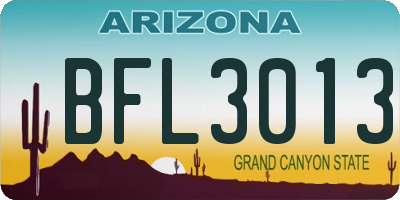 AZ license plate BFL3013