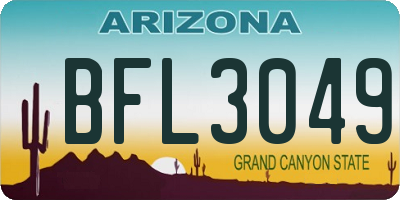 AZ license plate BFL3049