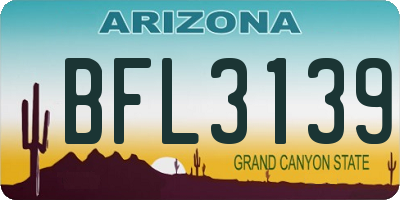 AZ license plate BFL3139