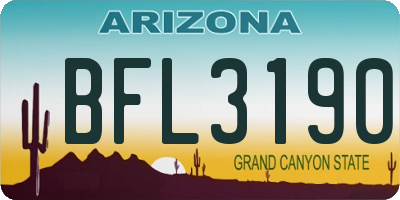 AZ license plate BFL3190