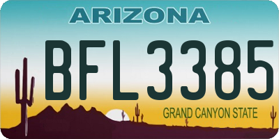AZ license plate BFL3385