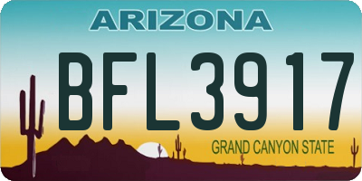 AZ license plate BFL3917