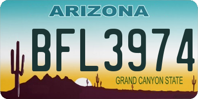 AZ license plate BFL3974