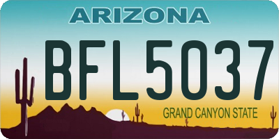 AZ license plate BFL5037