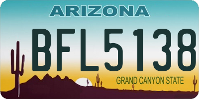AZ license plate BFL5138