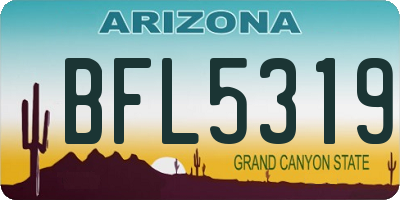 AZ license plate BFL5319