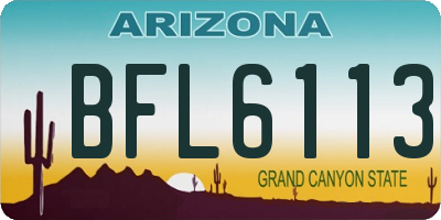 AZ license plate BFL6113