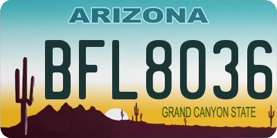 AZ license plate BFL8036