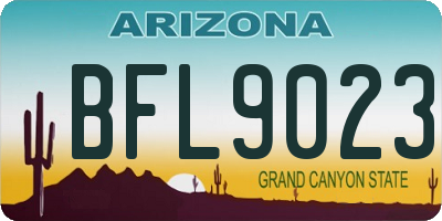 AZ license plate BFL9023