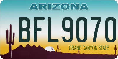 AZ license plate BFL9070