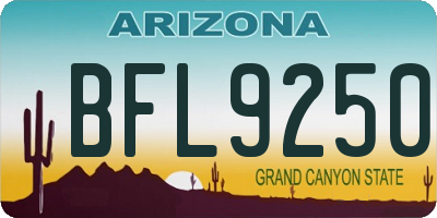 AZ license plate BFL9250
