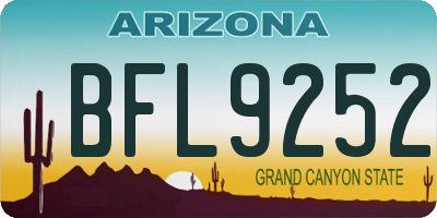 AZ license plate BFL9252