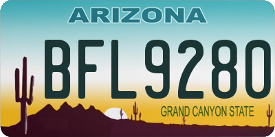AZ license plate BFL9280