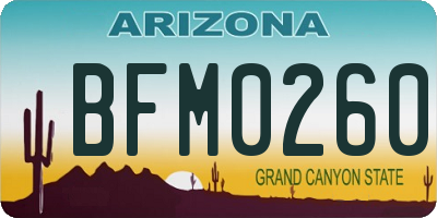 AZ license plate BFM0260