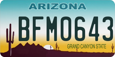 AZ license plate BFM0643