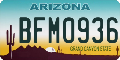 AZ license plate BFM0936