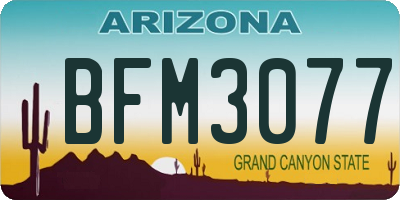 AZ license plate BFM3077