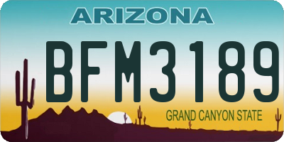 AZ license plate BFM3189