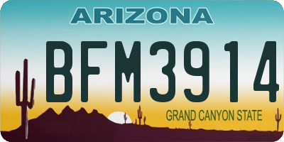 AZ license plate BFM3914