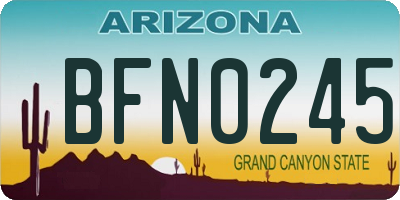 AZ license plate BFN0245