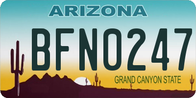 AZ license plate BFN0247