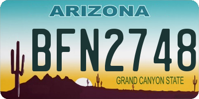 AZ license plate BFN2748