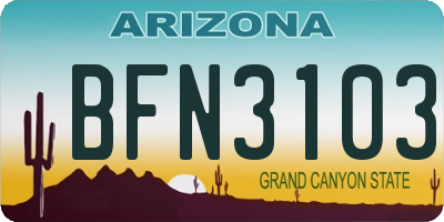 AZ license plate BFN3103