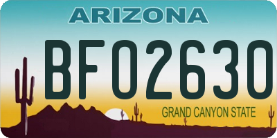 AZ license plate BFO2630