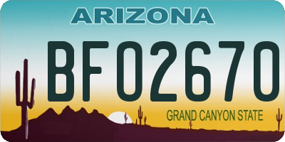 AZ license plate BFO2670