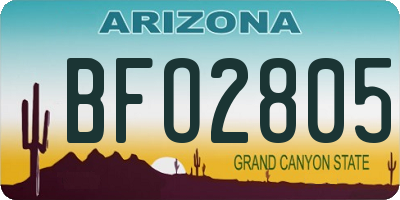 AZ license plate BFO2805