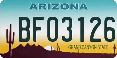 AZ license plate BFO3126