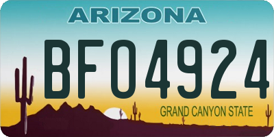 AZ license plate BFO4924