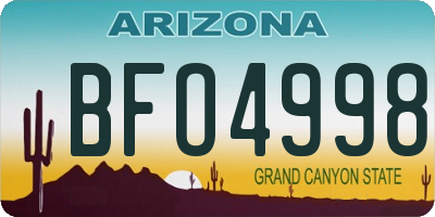 AZ license plate BFO4998