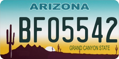 AZ license plate BFO5542